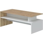 Table basse rectangulaire - Décor blanc et chêne Nodi - L43 x P100 x H50 cm