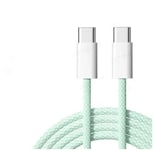 NÖRDIC 0,5m USB 2.0 USB-C til C-kabel for iPhone 15/15 Pro/15 Plus/15 Pro Max 2,4A 480Mbps 60W grønn