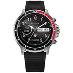 Citizen CZ Smart HR Heart Rate Smartwatch 46mm Black Silicone Stainless Steel Watch, Powered by Google Wear OS