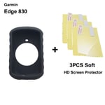 1 étui et 3 films de protection d'écran pour Garmin,compatible avec les modèles Edge 130 plus 520 530 540 830 840 1000 1030 1040 Explore 520 Plus et GPS - Type 830 HD Film