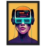 The Gamer Streaming VR Headset Retro Futurist Kids Artwork Framed Wall Art Print A4