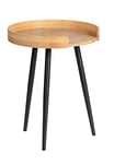 WENKO Petite Table Basse Ronde, Table d'appoint Bout de canapé Bois, Pied métal Noir, Bois Bambou, Ø 40 x 50 cm, Marron - Noir