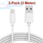 2-Pack 2M laddare iPhone 5/6/6s/6 Plus/7/8/X/11/iPad Vit