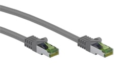 Goobay RJ45 patchkabel med CAT 8.1 S/FTP råkabel, AWG 26, grå kopparledare, LSZH halogenfri kabelhölje, RJ45-kontakt (CAT 6A), 15 m