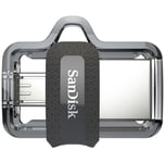 SanDisk (OTG) Ultra Dual USB-minne, 128GB,  M3.0 - Svart