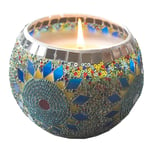 VOSAREA Bowl Candleholders Candle Holder Mosaic Glass Sunflower Tea Light Candlestick Candle Stand for Valentines Day Wedding Party (No Candle)