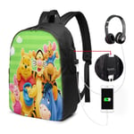 Lawenp Anime Winnie The Pooh Laptop Backpack- with USB Charging Port/Stylish Casual Waterproof Backpacks Fits Most 17/15.6 Inch Laptops and Tablets/for Work Travel School