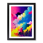 Paint Splashed City Skyline No.4 Abstract Framed Print for Living Room Bedroom Home Office Décor, Wall Art Picture Ready to Hang, Black A2 Frame (62 x 45 cm)