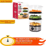 Quest 3 Compartment Tier Food Steamer 7.2L Compact & Rice Bowl, Healthy Cooking