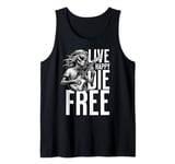 Live Happy Die Free Alien Playing Electric Guitar Cool UFO Tank Top