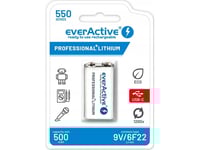 Uppladdningsbart Batteri Everactive 6F22/9V Li-Ion 550 Mah Med Usb Typ C