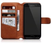 Mobilväska Samsung Galaxy A5 2017 Äkta Läder Cognac
