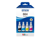 Epson EcoTank 664 - 4-pack - svart, gul, cyan, magenta - original - bläcktank - för Epson L380, L395, L495 EcoTank ET-2650, L1455, L656 EcoTank ITS L3050, L3060, L3070