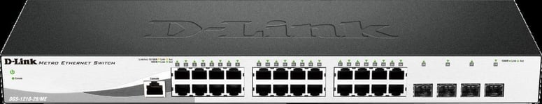 D-Link DGS 1210-28/ME - Commutateur - Géré - 24 x 10/100/1000 + 4 x Gigabit SFP - Montable sur rack