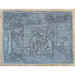 Fonderia Bongiovanni - alle plate en fonte décorée mod.Caccia pour fond de cheminée 80x60 cm