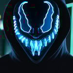 IC Coselena LED Halloween-mask med 3 ljuslägen | Demon ansiktsmasker | Halloween kostym skrämmande mask Blå