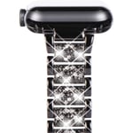 Kompatibel med Apple Watch-armband 38 mm 40 mm 41 mm, damarmband i rostfritt stål med glittrande kristaller, ersättningsarmband för iwatch-serien black 38/40/41MM