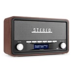 Audizio Foggia retro DAB+ radio med Bluetooth - Bärbar stereoradio med larm - 50W Peak effekt - Grå, Radioapparat DAB Bluetooth och alarm - grå färg