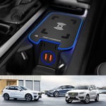 Braveking1 Wireless Car Charger for Volvo XC90 XC60 S90 V90 V60 S60 2021 2020 2019 Center Console Accessory Panel, 15W QC3.0 Fast Charging Phone Charger Pad with Dual 18W USB Ports for Any Qi Phone