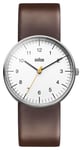 Braun BN0021WHBRG Men's White Dial Brown Leather Strap Watch
