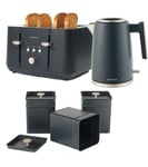 Salter Marino Kettle & 4 Slice Toaster Set Storage Canisters 1.7L Fast Boil Blue