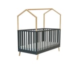 Lit bébé évolutif Confort 70x140 + toit cabane