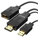 FOINNEX Adaptateur HDMI vers Displayport, Convertisseur HDMI Mâle à DP Femelle 4K@60Hz, Actif Connecteur HDMI to Display Port Cable Adapter pour Laptop,Xbox 360 One,PS4 PS3,NS, PC à Moniteur