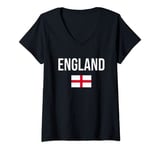 Womens England National Flag Proud English England 2022 V-Neck T-Shirt
