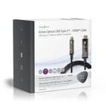 Aktiv optisk (AOC) USB kabel | USB-C™ Hane | HDMI™ Kontakt | 18 Gbps | 50.0 m | Rund | PVC | Svart | Presentbox