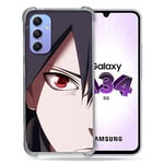 Cokitec Coque Renforcée en Verre Trempé pour Samsung Galaxy A34 5G Manga Naruto Sasuke Visage