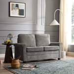 Nathan 2 Seater Fabric Pull Out Sofa Bed With Mattress, Grey Cord