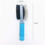 Dog hair brush Pet Double Sides Brush Dog Cat Massage Handle Comb Removal Soft Brush Pet Faces Fur Grooming Clean Tool Puppy 2 Sizes S18X5.5Cm Blue