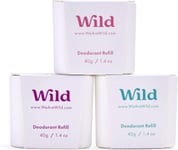 Wild - Natural Refillable Deodorant - Aluminium Free - Refill Variety Pack of 3