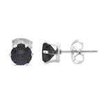 2-pack Silver Piercing Örhänge Svart Kristall - 6mm silver