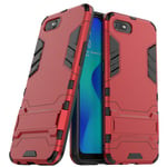 Mipcase Rugged Protective Back Cover for OPPO A1K/Realme C2, Multifunctional Trible Layer Phone Case Slim Cover Rigid PC Shell + soft Rubber TPU Bumper + Elastic Air Bag with Invisible Support (Red)