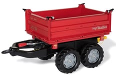 rolly toys | rollyMega Trailer | Giant Three Site Tipping Trailer for Pedal Tractor | 123001, Red