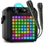 Fenton KAR55B karaoke, 2 mikrofoner - Karaoke högtalare med Bluetooth och Jelly Ball - Svart, Karaokemaskin med discoljus och 2st mikrofoner