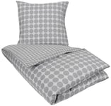 Sängkläder 240x220 - King size - Circle grey - Prickiga sängkläder - 100% Bomull - Borg Living påslakan för dubbeltäcke