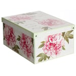 Boite de Rangement avec Couvercle, Boite en carton, Rangement Vetement, Meuble de Rangement Chambre, Bureau, Panier de Rangement, Organisateur Tiroir, 39x50x24 cm PIVOINES