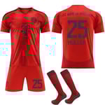 2024-2025 Bayern München Hemma Barn Vuxen Fotbollströja med Strumpor No.25 Muller M