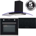 SIA 60cm Electric Single Oven, 5 Zone Induction Hob & 90cm 3 Colour Curved Hood