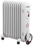 Netagon Modern Curved White Electric Portable Oil Filled Radiator Heater with 3 Heat Settings & Adjustable Thermostat (2.5 Kw 11 Fins with Timer)
