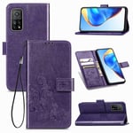 TOPOFU Case for Xiaomi Mi 10T/10T Pro, Stylish PU Leather Wallet Flip Case with Card Holder, Magnetic Closure, Kickstand and Book Style Protective Phone Case (Purple)