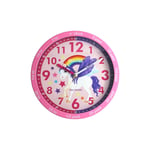 Wall Clock Pink Plastic 25cm Time-Teacher Dial Silent Sweep Second Hand