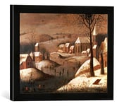 Kunst für Alle 'Image encadrée de Pieter Brueghel Le Jeune Paysage d'hiver avec Oiseau en Cas d'art dans Le Cadre de Haute qualité Photos Fait Main, 40 x 30 cm, Noir Mat