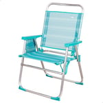 AKTIVE Beach - Chaise Pliante Haute avec Poignée. Chaise de Plage avec Accoudoirs, Chaise Longue Jardin ou Chaise de Camping, Turquoise