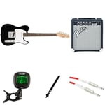 Fender Squier Debut Telecaster Electric Guitar Kit for Beginners, includes Amplifier, Cable, Strap, and Tuner, Black