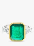 Milton & Humble Jewellery Second Hand Yellow Gold & Platinum Emerald & Diamond Cocktail Ring