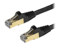 StarTech.com 7.5m CAT6A Ethernet Cable, 10 Gigabit Shielded Snagless RJ45 100W PoE Patch Cord, CAT 6A 10GbE STP Network Cable w/Strain Relief, Black, Fluke Tested/UL Certified Wiring/TIA - Category 6A - 26AWG (6ASPAT750CMBK) - Koblingskabel - RJ-45 (hann) til RJ-45 (hann) - 7.5 m - STP - CAT 6a - formstøpt, uten hindringer - svart