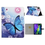 iPad Pro 11 tum (2020) / (2018) coolt mönstrat flipfodral i läder - Blå Fjäril Blå